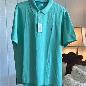 Izod Green Polo Shirt Classic Fit Short Sleeves